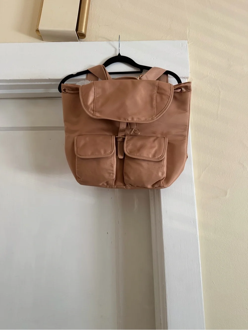 Year of Ours Blush Peach Faux Leather Backpack